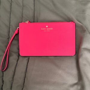 kate spade Hot Pink Wristlet Pouch with Gold Logo